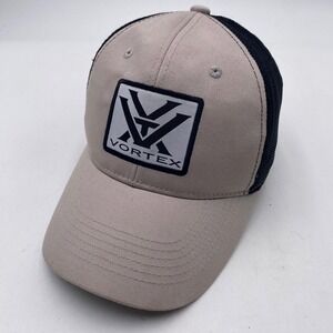 Vortex Optics Logo Trucker Hat Mens Adjustable Tan Black Mesh Snapback Hunting